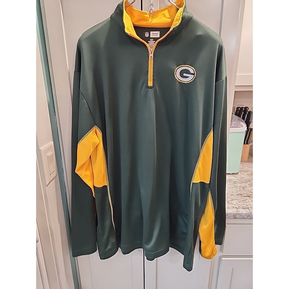 Mens Team‎ Apparel Green Bay Packers NFL Synthetic 1/4 Zip Football Pullover Xlt